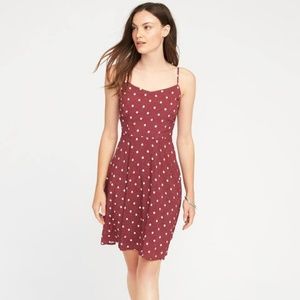 Maroon Polka Dot Fit and Flare Dress